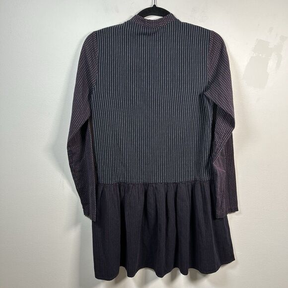 Opening Ceremony Mixed Print Fit & Flare Mini Dress Long Sleeve Navy Blue Size 4 - Picture 5 of 8